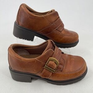 Eddie Moran Casual Shoes WOMENS Brown Leather Buckle Slip On EM304 SIZE 7